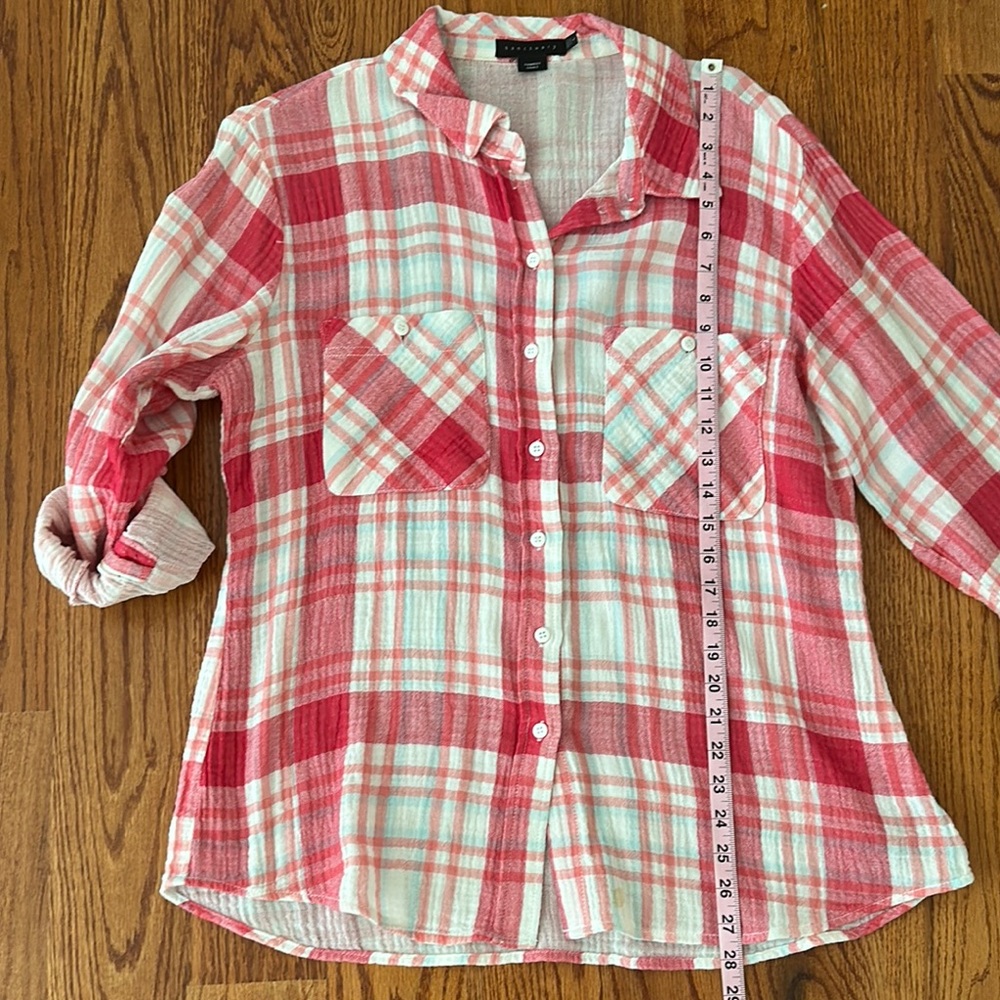 Sanctuary Red and White Plaid Button-Up Shirt - Picture 7 of 10